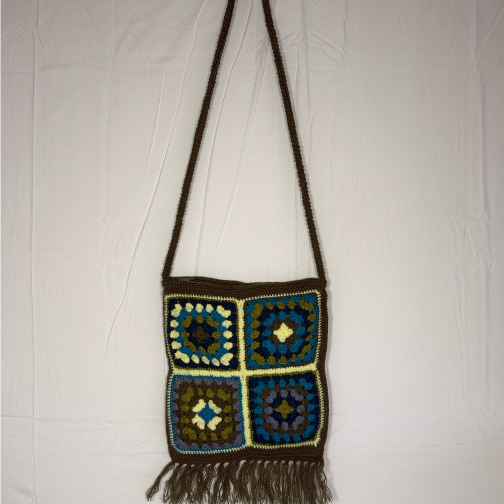 Crochet‎ colorful Shoulder Bag with Fringe.